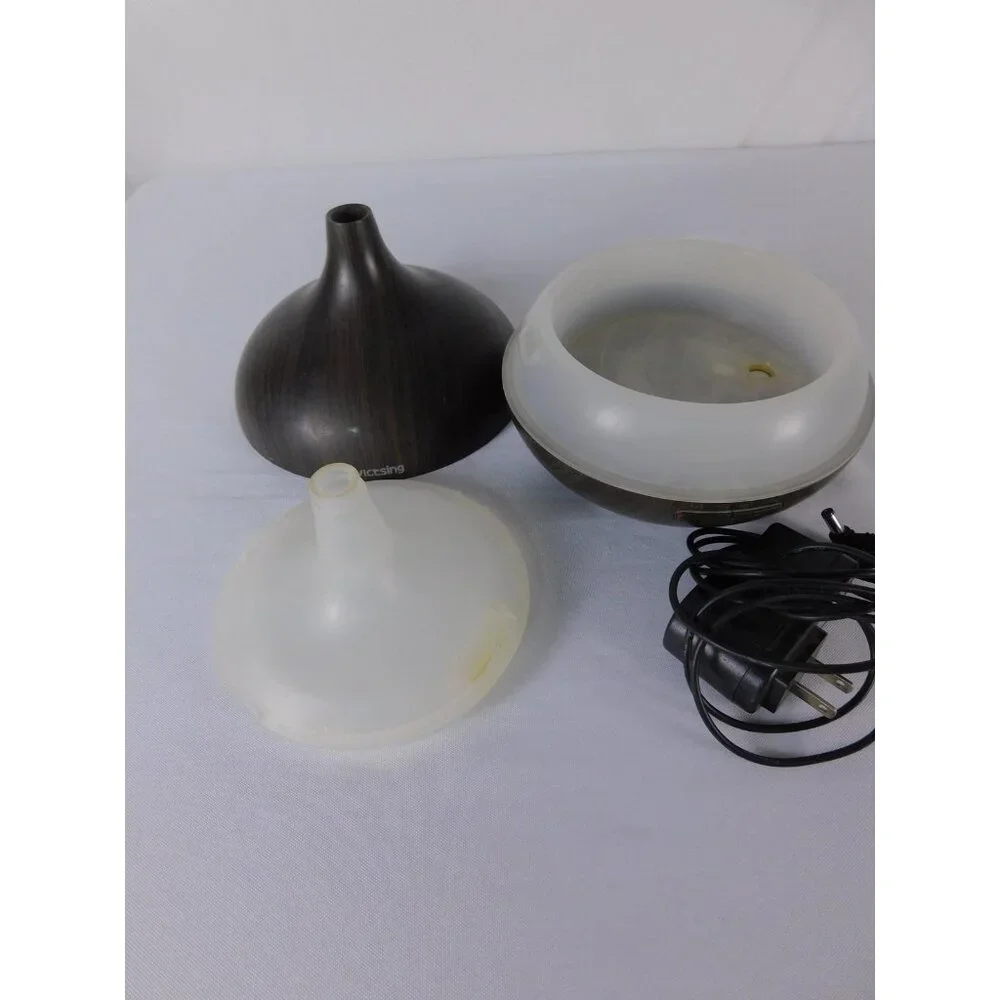 VicTsing Ultrasonic Oil Diffuser HM004 Brown Wood Grain Plug In Timer Aroma